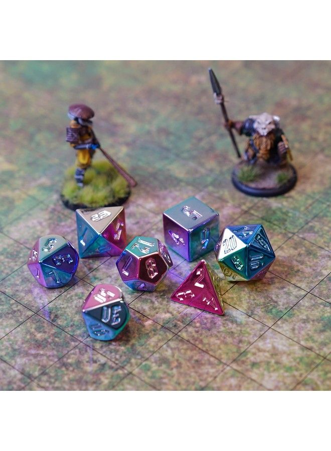 Metallic Dice Games Dice Games 16Mm Aluminum Plated Acrylic Poly Dice Set: Rainbow Aegis Uninked Role Playing Game Dice For Dungeons And Dragons - Image 5