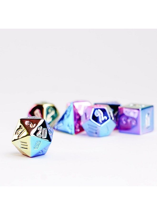 Metallic Dice Games Dice Games 16Mm Aluminum Plated Acrylic Poly Dice Set: Rainbow Aegis Uninked Role Playing Game Dice For Dungeons And Dragons - Image 4