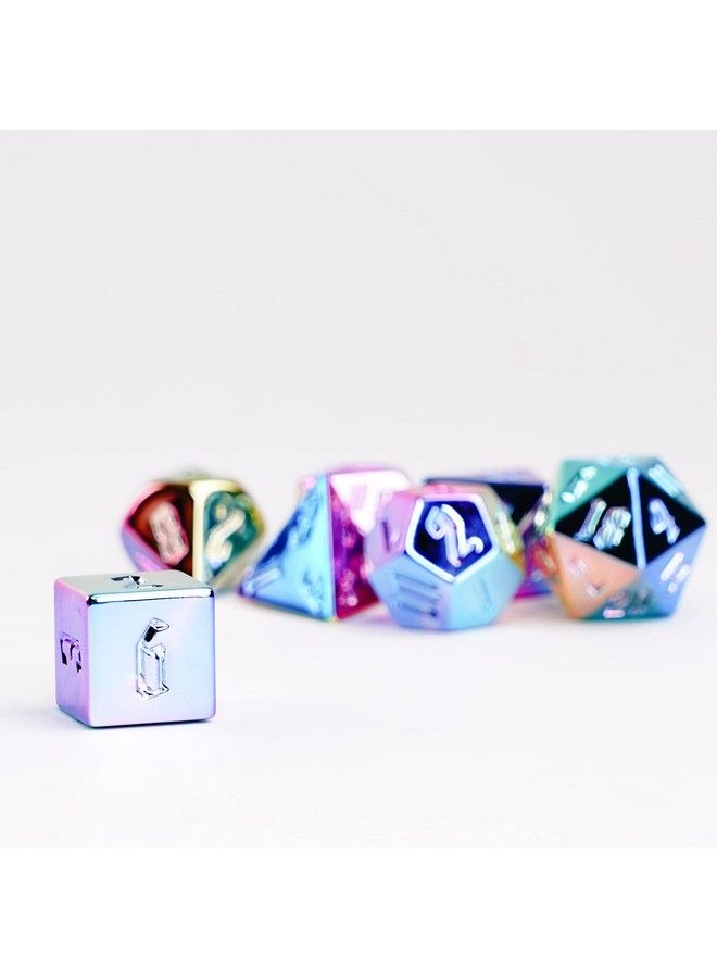 Metallic Dice Games Dice Games 16Mm Aluminum Plated Acrylic Poly Dice Set: Rainbow Aegis Uninked Role Playing Game Dice For Dungeons And Dragons - Image 3