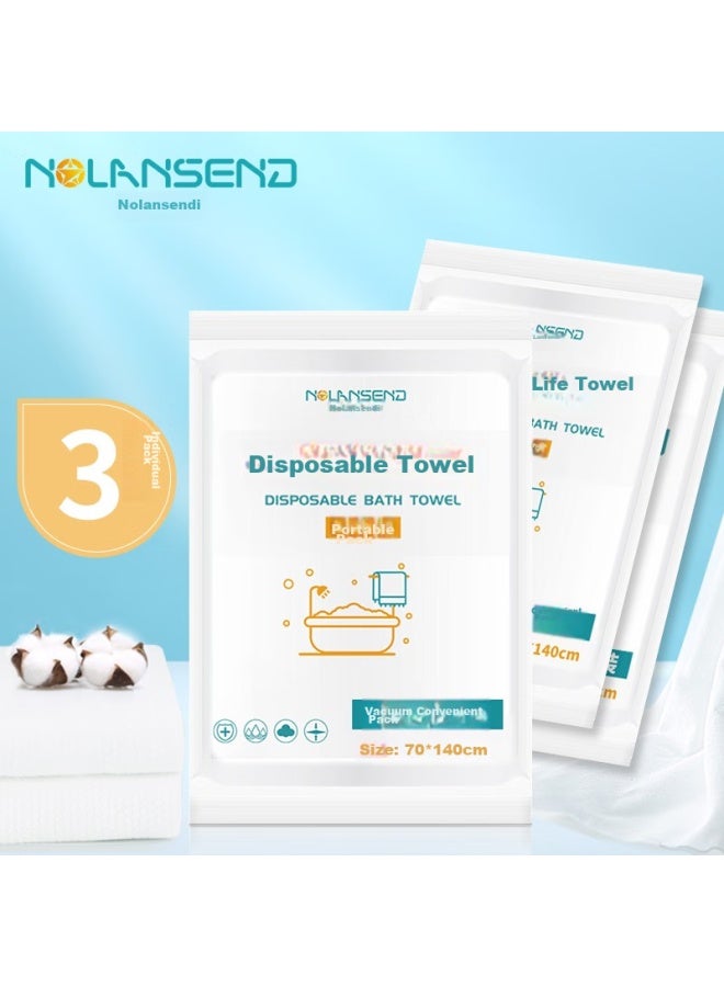 NOLANSEND Nuolansendi Disposable Bath Towels, Vacuum Non-compressed, Thickened Non-woven Fabric, For Hotels And Inns, Bath Towels, 3-pack - Image 1