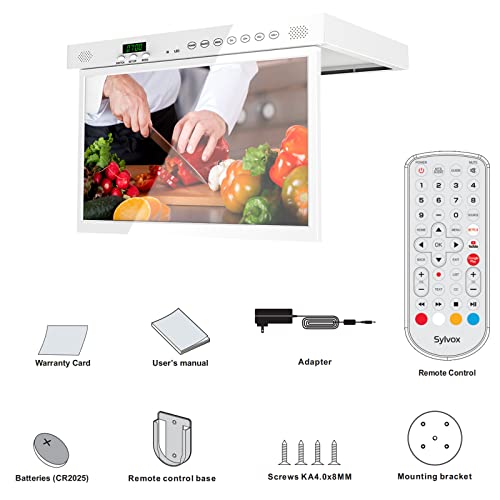SYLVOX 15.6" Under Cabinet Smart TV – 360° Rotation, 90° Flip-Down Screen, Wireless Connectivity, Space-Saving Design for Kitchen, Bedroom, or RV. (Pure White) - Image 5