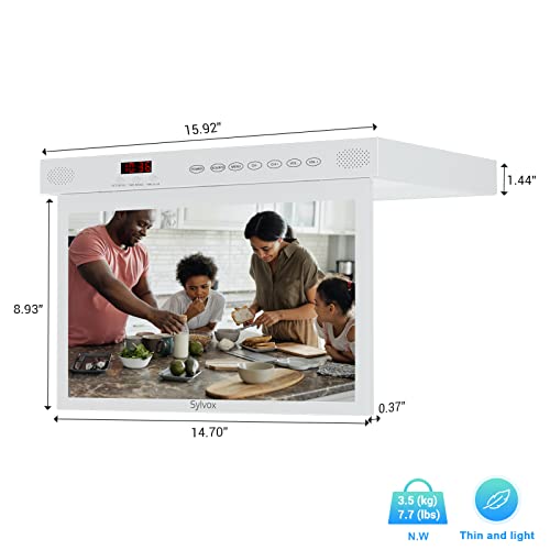 SYLVOX 15.6" Under Cabinet Smart TV – 360° Rotation, 90° Flip-Down Screen, Wireless Connectivity, Space-Saving Design for Kitchen, Bedroom, or RV. (Pure White) - Image 4
