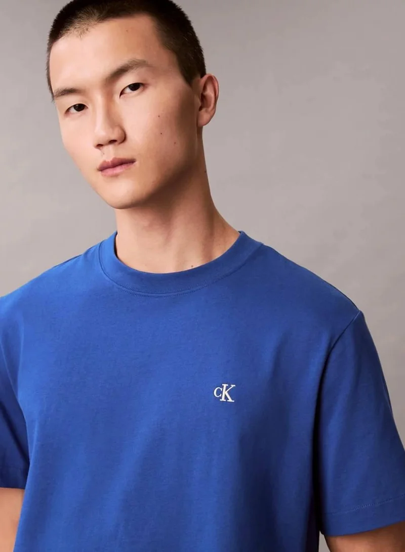 Calvin Klein Jeans Chase Blue Monogram T-shirt for Men | Best Price UAE