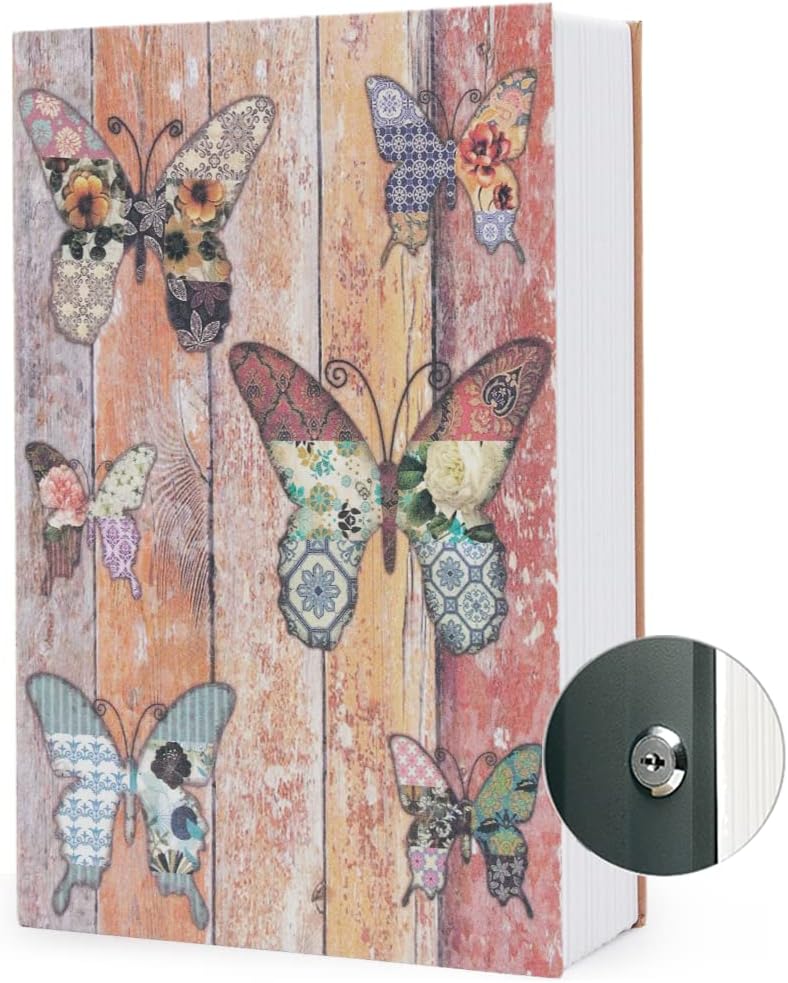 PACOLO Diversion Book Safe Storage Box (Size 9.5"×6.2"×2.2") With Security Key Lock, Dictionary Secret Hidden Safe (Butterfly - Key Lock) - Image 1