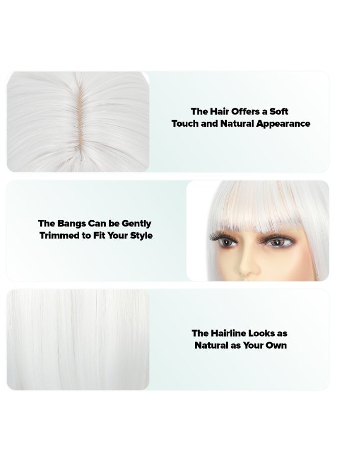 ShineDown 12 inch Bob Wig with Bangs, Heat-Resistant Synthetic Fiber Headband Hairpiece, Lightweight and Straight  for Daily Wear and Occasions - Image 3