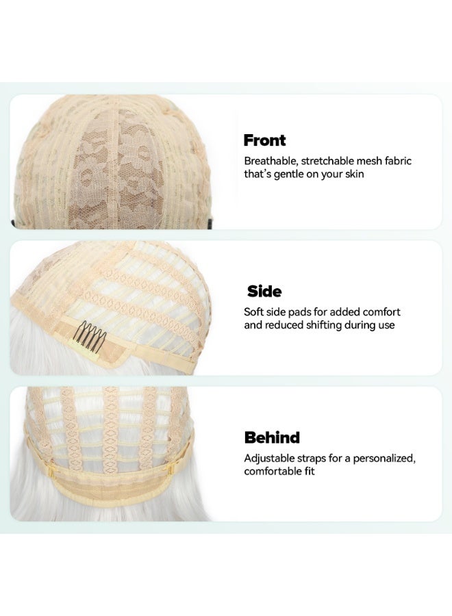 ShineDown 12 inch Bob Wig with Bangs, Heat-Resistant Synthetic Fiber Headband Hairpiece, Lightweight and Straight  for Daily Wear and Occasions - Image 4