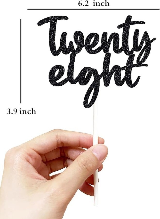 TrifleArte Twenty Eight Birthday Cake Topper | Black Glitter | 28th Anniversary Party Decoration | Double-Sided | Durable & Elegant Smash Cake Décor for Boys & Girls - Image 2