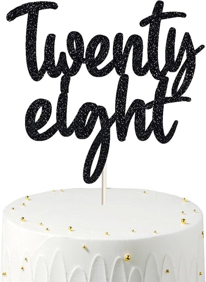 TrifleArte Twenty Eight Birthday Cake Topper | Black Glitter | 28th Anniversary Party Decoration | Double-Sided | Durable & Elegant Smash Cake Décor for Boys & Girls - Image 3