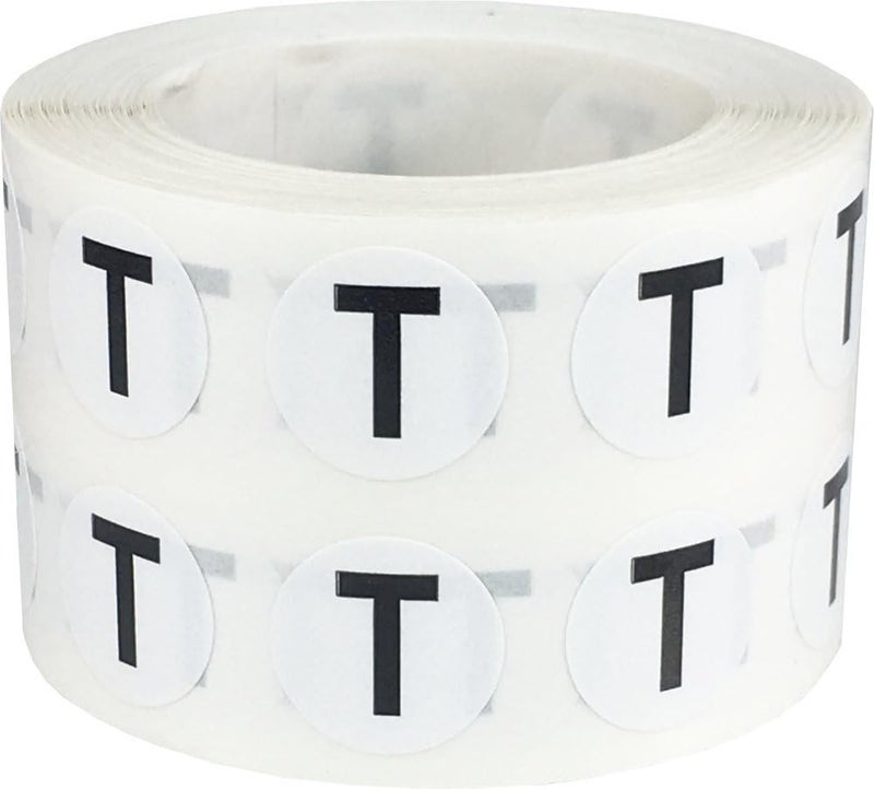InStockLabels.com Letter T Inventory Labels .5 Inch Round Circle Dots 1,000 Adhesive Stickers - Image 1