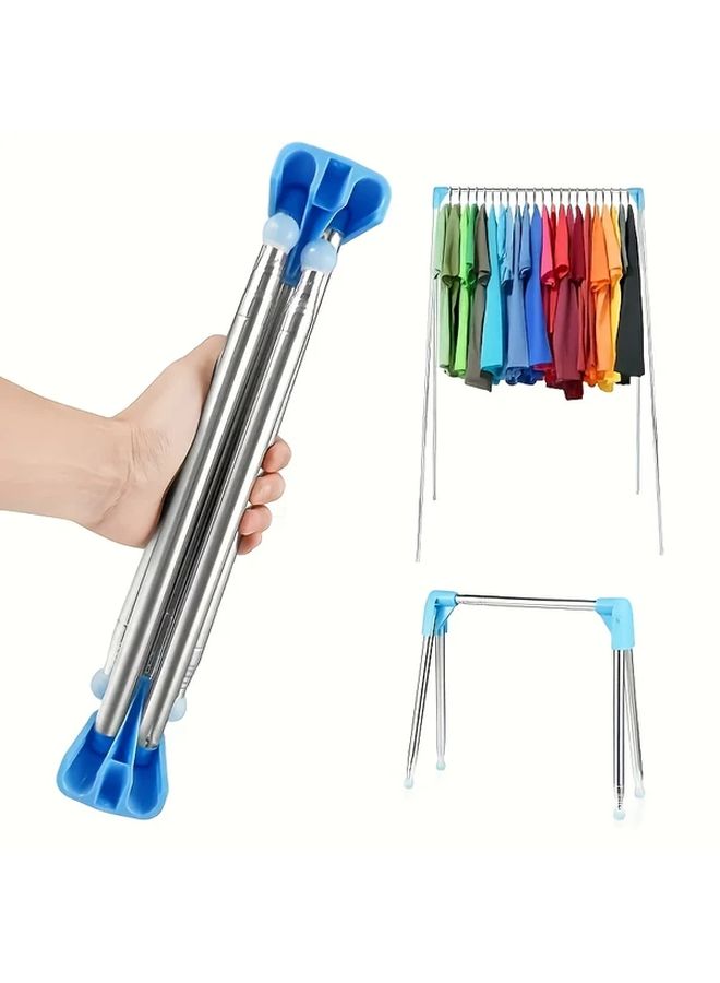 Random Color Portable Foldable Clothes Hanger 13-28 Inches Extendable Metal Drying Rack For Home Travel Camping - Image 1