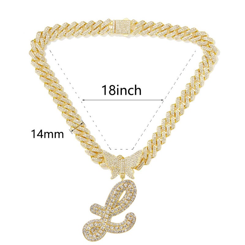 Jacruces Gold Cuban Link Chain for Women Men Initial Letter Custom Name Necklaces Personalized Necklace Iced Out Chain Pendants Customize Bling Necklace Custom Jewelry for Women Men - Image 2