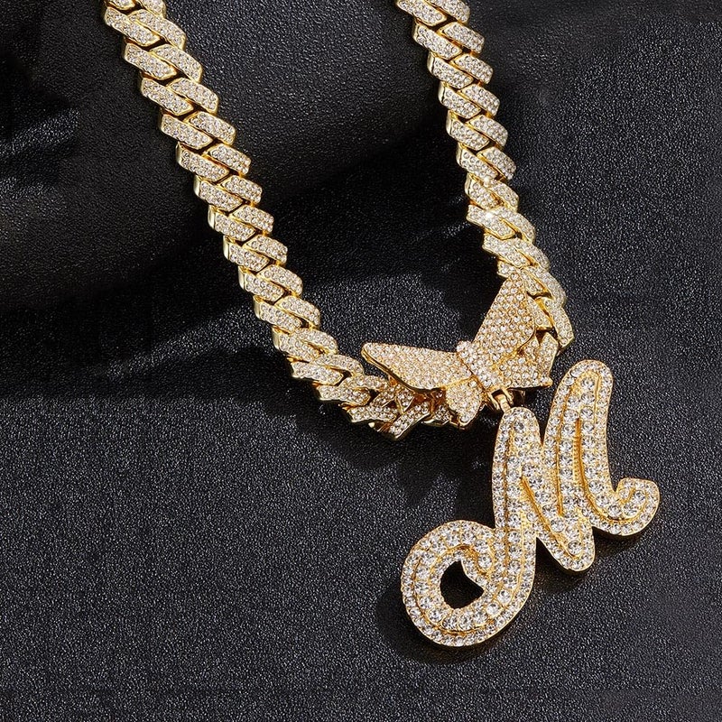 Jacruces Gold Cuban Link Chain for Women Men Initial Letter Custom Name Necklaces Personalized Necklace Iced Out Chain Pendants Customize Bling Necklace Custom Jewelry for Women Men - Image 5