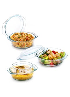BLACKSTONE 3-Piece Glass Casserole Set - Premium Borosilicate Bakeware, Includes 700ml, 1500ml, and 2000ml Dishes, Oven, Microwave & Dishwasher Safe  - Image 2