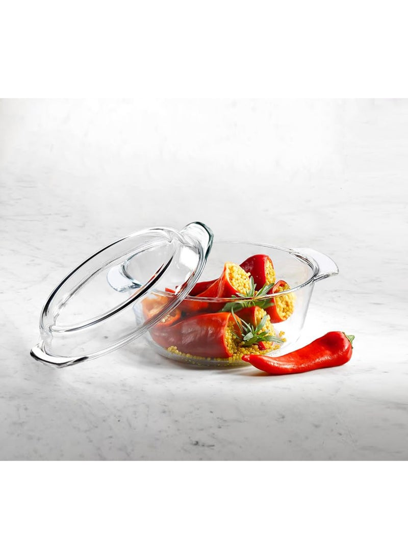 BLACKSTONE - 3-Piece Glass Casserole Set - Premium Borosilicate Bakeware, Includes 700ml, 1500ml, and 2000ml Dishes, Oven, Microwave & Dishwasher Safe - Image 1