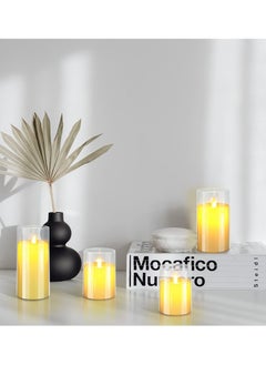 Generic Flameless Candles Battery Operated Pillar Real Wax Flickering Moving Wick LED Glass Candle Sets with Remote Control Cycling 24 Hours Timer, 3pcs  - Image 3