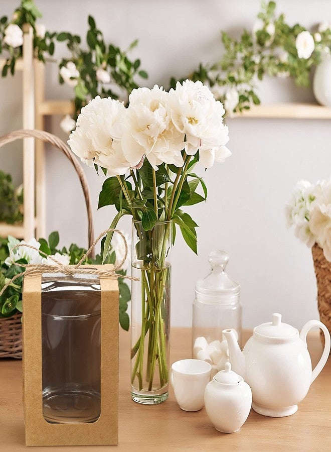 تيلينغ مجموعة تيلينج من 50 علبة هدايا بيضاء، علبة عرض للأواني الزجاجية بنافذة شفافة، علبة هدايا لكأس نبيذ بدون ساق سعة 9 أونصة، علبة تخزين لكأس النبيذ لحفلات الزفاف، وحفلات توديع العزوبية، وحفلات استقبال المولود، وحفلات أعياد الميلاد، وتوزيعات الهدايا - Image 5