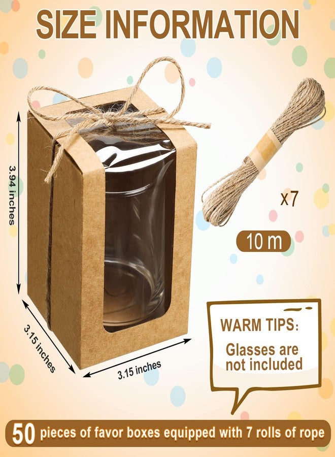 تيلينغ مجموعة تيلينج من 50 علبة هدايا بيضاء، علبة عرض للأواني الزجاجية بنافذة شفافة، علبة هدايا لكأس نبيذ بدون ساق سعة 9 أونصة، علبة تخزين لكأس النبيذ لحفلات الزفاف، وحفلات توديع العزوبية، وحفلات استقبال المولود، وحفلات أعياد الميلاد، وتوزيعات الهدايا - Image 2
