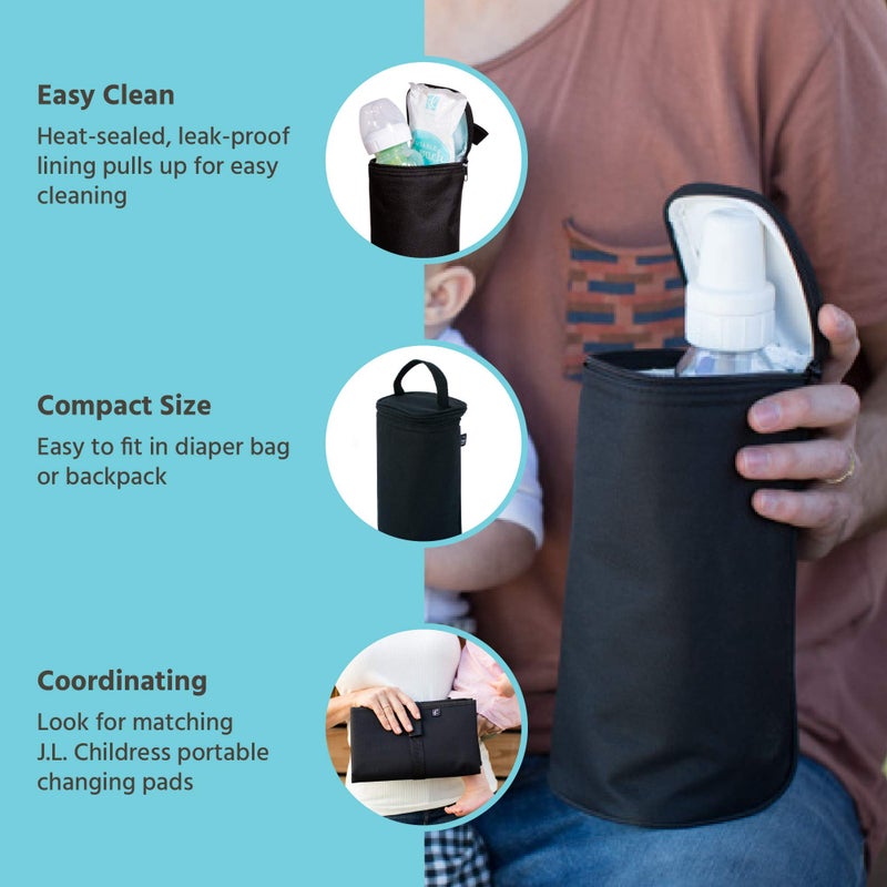 J.L. Childress Breast Milk Cooler Travel Bag - Insulated Baby Bottle Storage Bag, Portable Organizer Pack for Breast Milk, Use for Daycare or On the Go, Fits 1-2 Bottles - Black - Image 2