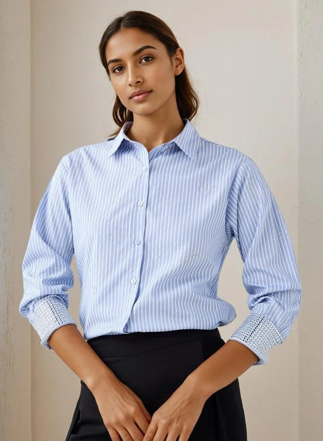 2Xtremz 2Xtremz Striped Embellished Shirt