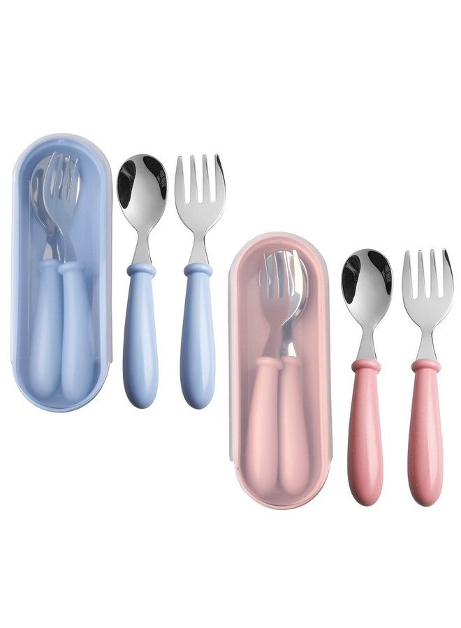 Pengxiaomei 4 Pcs Toddler Utensils, Toddler Forks and Spoons,stainless Steel Baby Utensils Baby Silverware Set with Storage Box for Safe Dining - Image 1