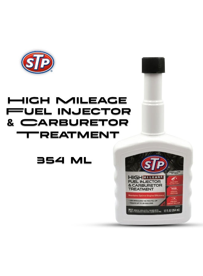 STP High Mileage Fuel Injector & Carburetor Treatment 354ML – Engine Cleaner, Fuel System Additive for Cars & Bikes, Improves Mileage, Reduces Deposits & Friction - Image 1