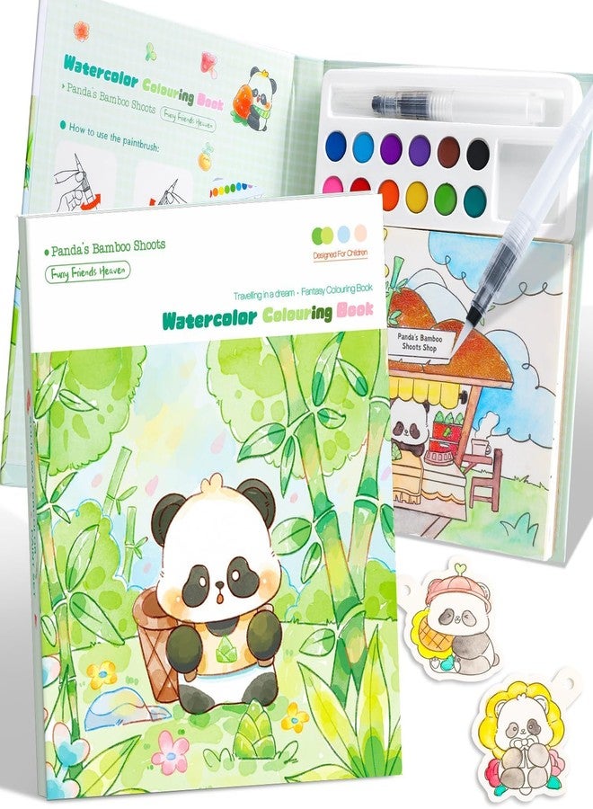 SAMVARDHAN Watercolor Painting Book Set – DIY Graffiti Coloring Note-Book with Watercolor Gouache Brush, Creative Cartoon Coloring Book, Dip Water to Paint Painting Set for Kids (Panda) - Image 1