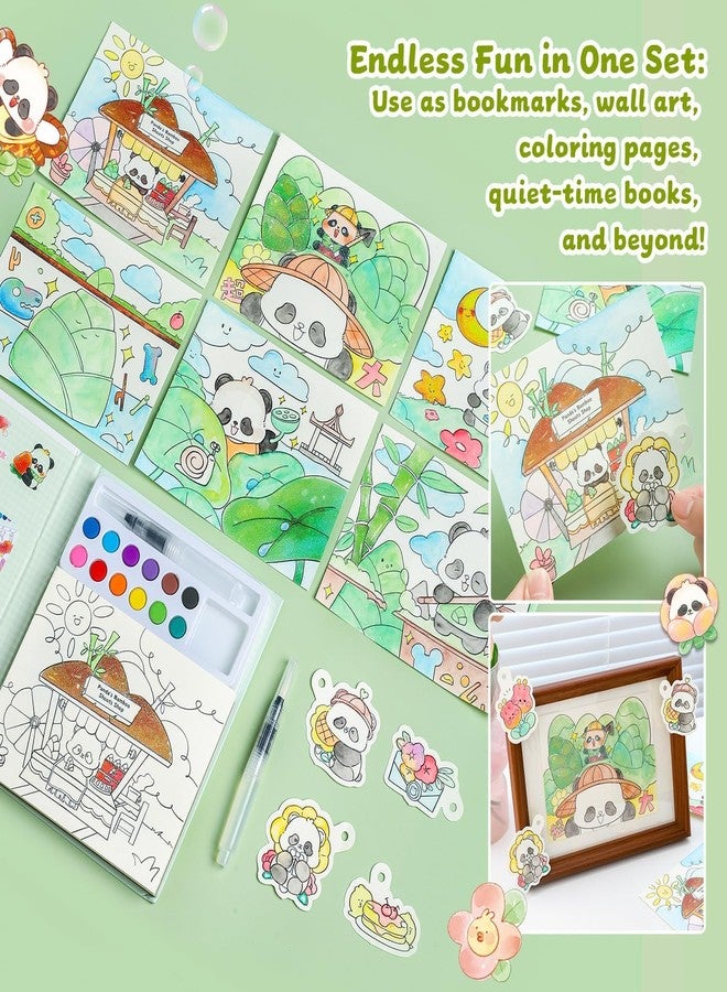 SAMVARDHAN Watercolor Painting Book Set – DIY Graffiti Coloring Note-Book with Watercolor Gouache Brush, Creative Cartoon Coloring Book, Dip Water to Paint Painting Set for Kids (Panda) - Image 3