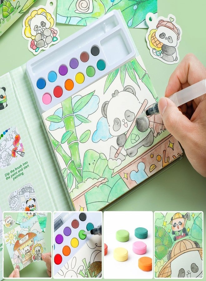 SAMVARDHAN Watercolor Painting Book Set – DIY Graffiti Coloring Note-Book with Watercolor Gouache Brush, Creative Cartoon Coloring Book, Dip Water to Paint Painting Set for Kids (Panda) - Image 5