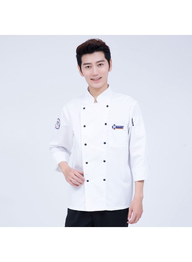 NIBEMINENT Kitchen Cook Shirt Long/Short Sleeve Unisex Chef Jacket Double-Breasted Classic Coat Restaurant Kitchen Uniform - Image 1
