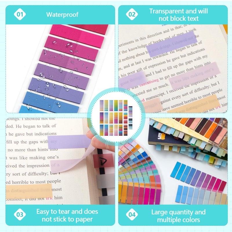 ReliThick 4000 Pcs Annotation tabs Sticky Tabs for Books Transparent Sticky Notes 20 Multicolor Writable Page Markers Book Flags Strip for Annotating Reading Supplies Bookish Gift - Image 4