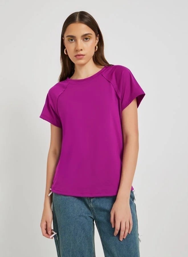 Take Two Solid Seam Detail Round Neck T-Shirt