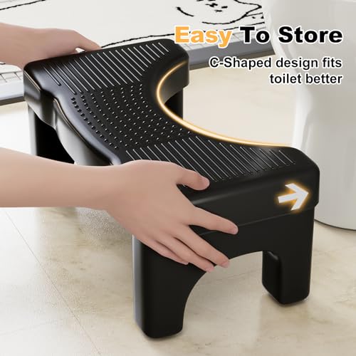 Kzeirm Black Toilet Stool Squat Adult, 7" Squatting Poop Stool for Toilets, Bathroom Foot Rest Stools for Pooping, Potty Toilet Step Stool for Toddlers & Adults, Non-Slip Pads - Image 4