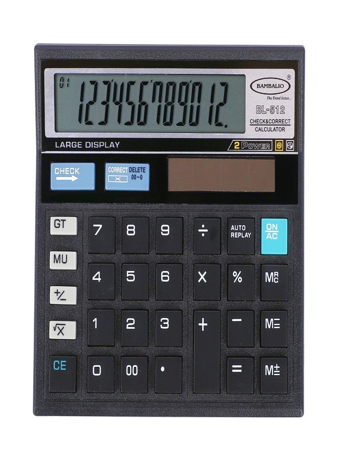 Bambalio BL-512B 12 Digit Large Display 112 Steps Check & Correct Electronic Calculator, 3 Years warranty - Image 1