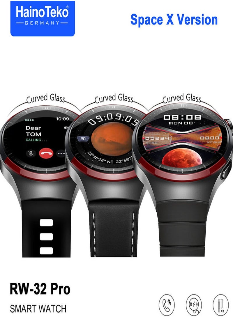 Haino Teko - Germany RW-32 Watch 4 Pro SpaceX CURVED Glass Smartwatch with 3 pair straps-Black - Image 1