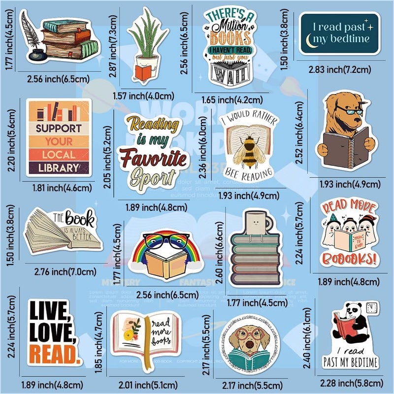 QTL Waterproof Vinyl Stickers Pack for Laptop Scrapbooking Water Bottle Party Supplies(100 Pcs Reading Style) - Image 4