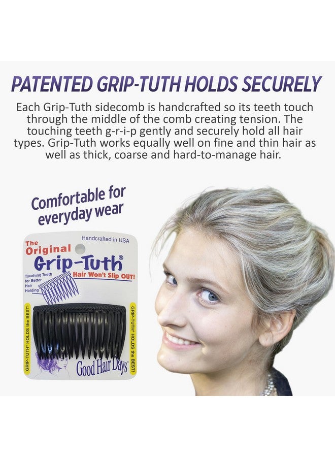 Good Hair Days Ood Hair Days Griptuth Shorty Combs Shorty Tuck Combs For Hair Decorative & Hair Styling Hair Accessories For Fine And Thin Hair (Tortoise Shell 2 Count 1 ¾ Inch) - Image 3