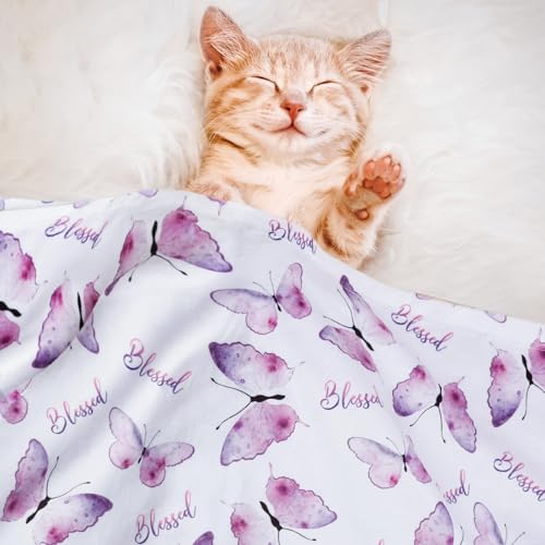 BORITAR Baby Blanket for Girls Soft Plush Minky Fabric, Double Layer Dotted Backing with Elegant Purple Butterfly Printed Blessed Blanket Gift for Toddler Newborn Infant 30 x 40 Inch(75x100cm) - Image 2