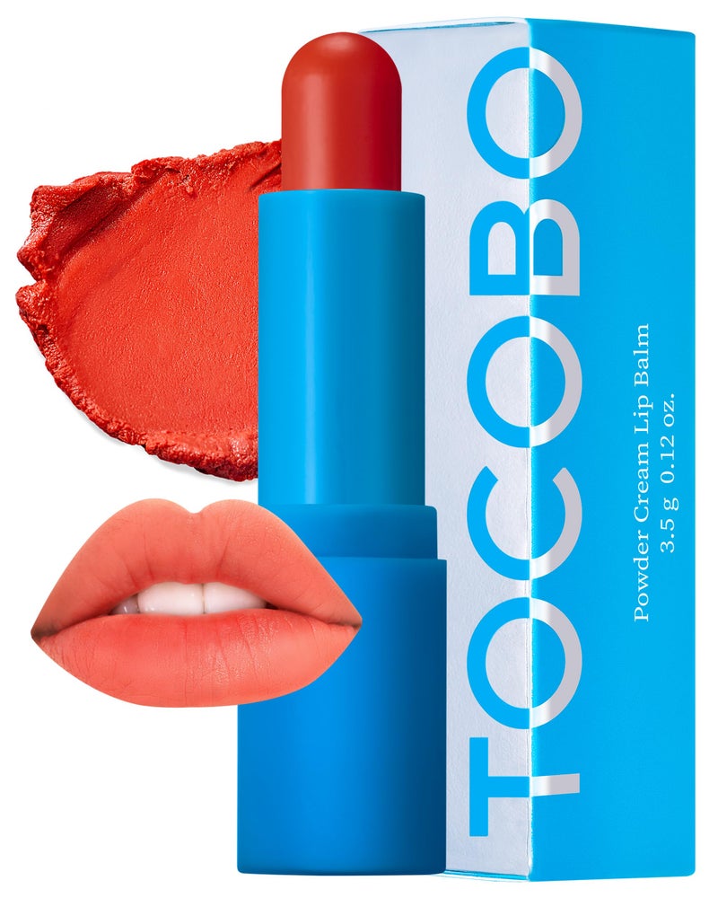 TOCOBO Powder Cream Lip Balm Vegan Korean Soft Matte Lipstick Balm for Velvet Finish Moisturizing Blurring Effect Lightweight Powdery Texture Brick Orange 012oz