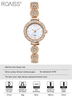 roaiss 2PCS Women's Alloy Strap Bracelet Watch Set Analog Display Round Dial Quartz Watch with Heart Bracelet Decorated with Rhinestones Elegant Watch Set as Gift for Ladies Rose Gold  - Image 4