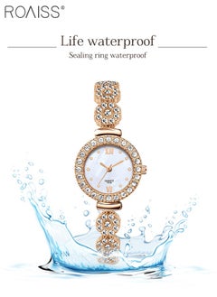 roaiss 2PCS Women's Alloy Strap Bracelet Watch Set Analog Display Round Dial Quartz Watch with Heart Bracelet Decorated with Rhinestones Elegant Watch Set as Gift for Ladies Rose Gold  - Image 5