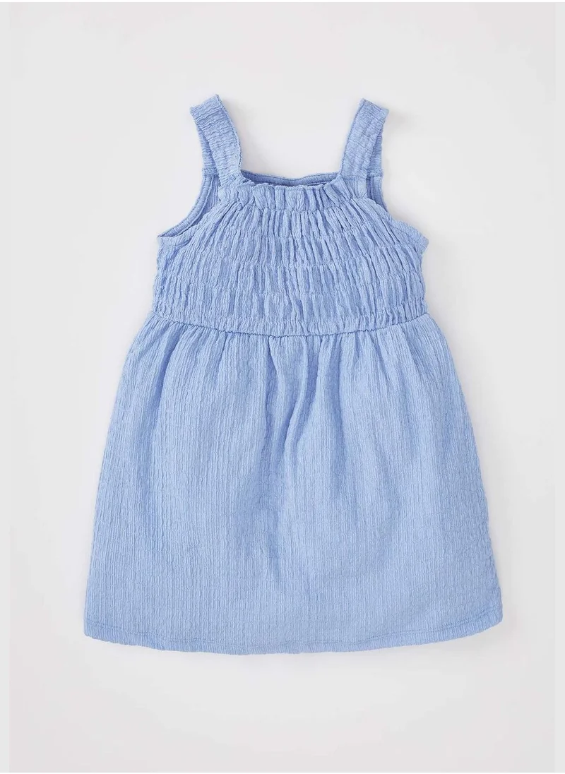 ديفاكتو BabyGirl Regular Fit Square Neck Strappy Dress