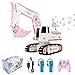 Hylukon Pink RC Excavator 6 Channel 24Ghz RC Construction Vehicle Toy 124Scale 360 Rotation Excavator Toy with Light Music DIY Stickers Birthday Gift for Teen - Image 2