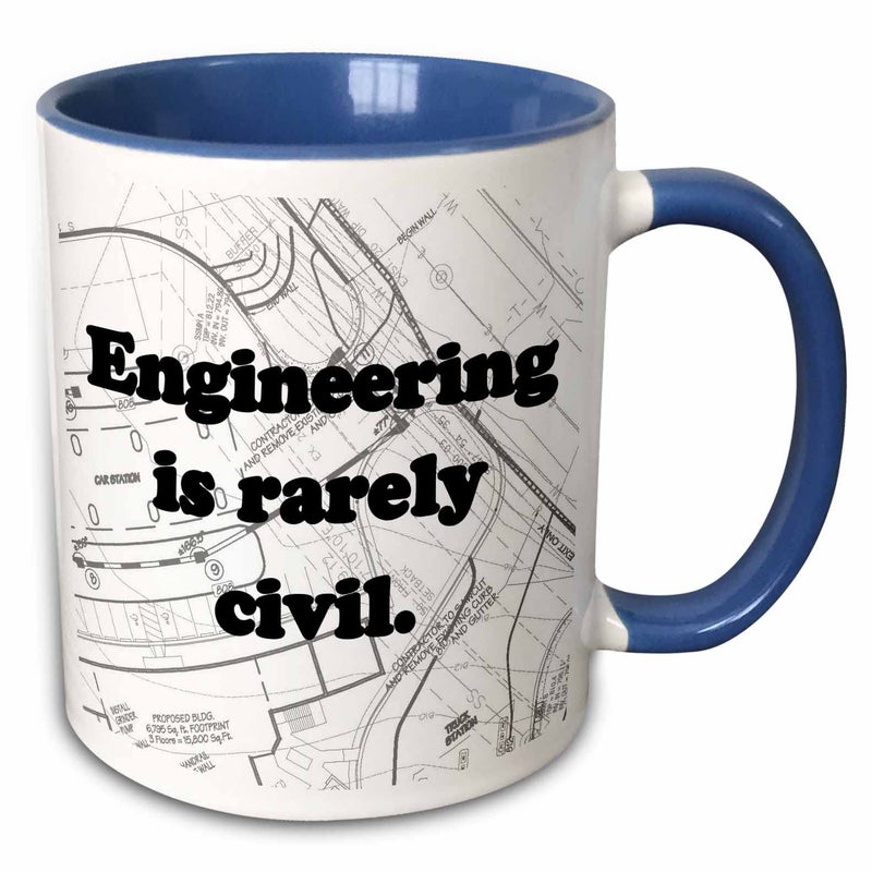 3dRose Engineering is Rarely Civil Mug, 11 oz, Blue - Image 1