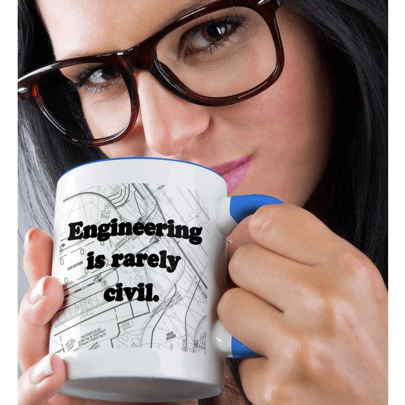 3dRose Engineering is Rarely Civil Mug, 11 oz, Blue - Image 2