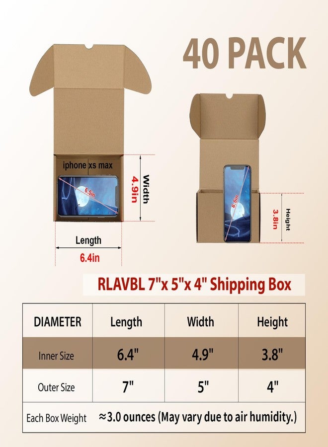 RLAVBL 7x5x4 Small Shipping Boxes Set of 40, Brown Corrugated Cardboard Mailer Box for Packing, Mailing, Business - Image 2