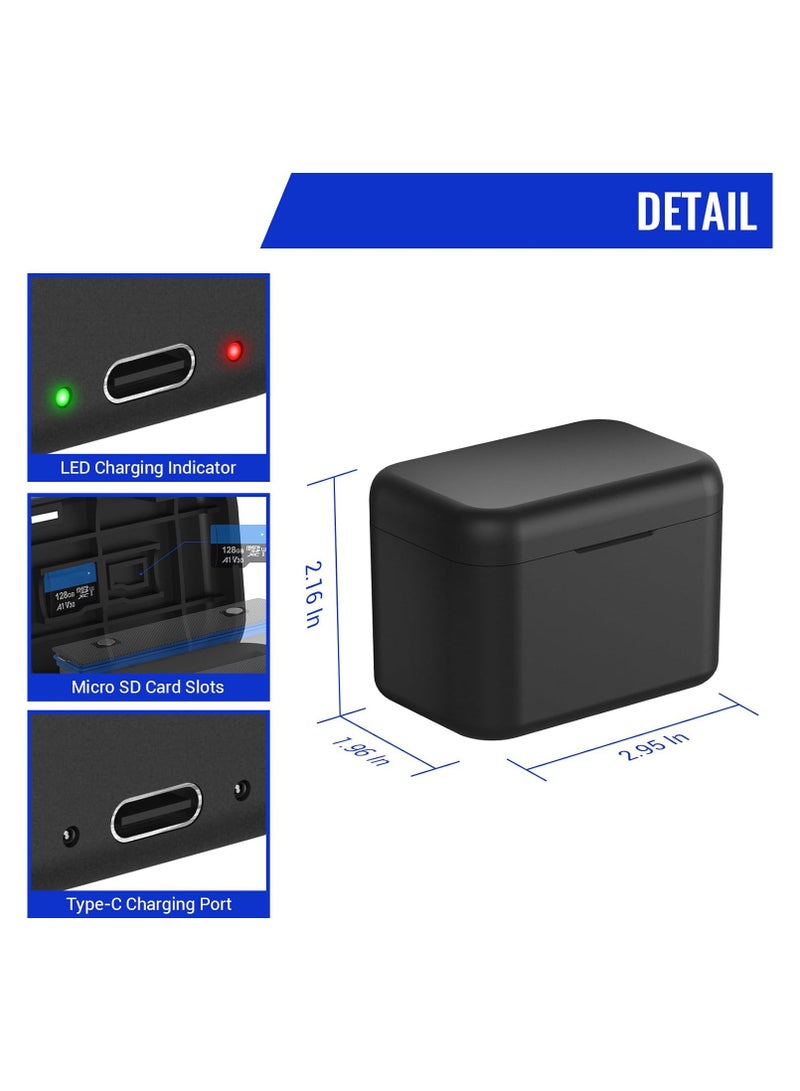 SYOSI Fast Battery Charger Hub for Insta360 X4 Battery, Quick Portable 2 Channel Battery Charger Storager Station with USB Power Cord & Misro SD Card Slots, Battery Charger Hub Compatible with Insta360 X4 - Image 3