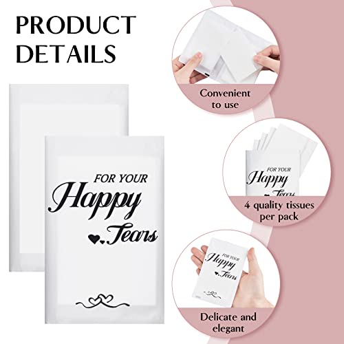 Ocmoiy Happy Tears Tissues (50-Pack) Wedding Tissues Packs for Guests Welcome Favor Bags, Bulk Individual Pocket Tissue Packs for Your Big Moments - Image 5