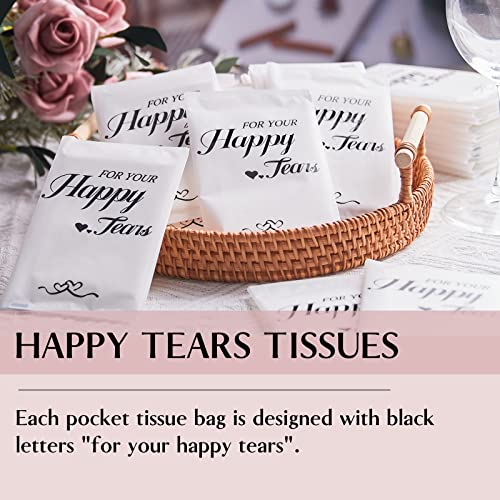 Ocmoiy Happy Tears Tissues (50-Pack) Wedding Tissues Packs for Guests Welcome Favor Bags, Bulk Individual Pocket Tissue Packs for Your Big Moments - Image 3