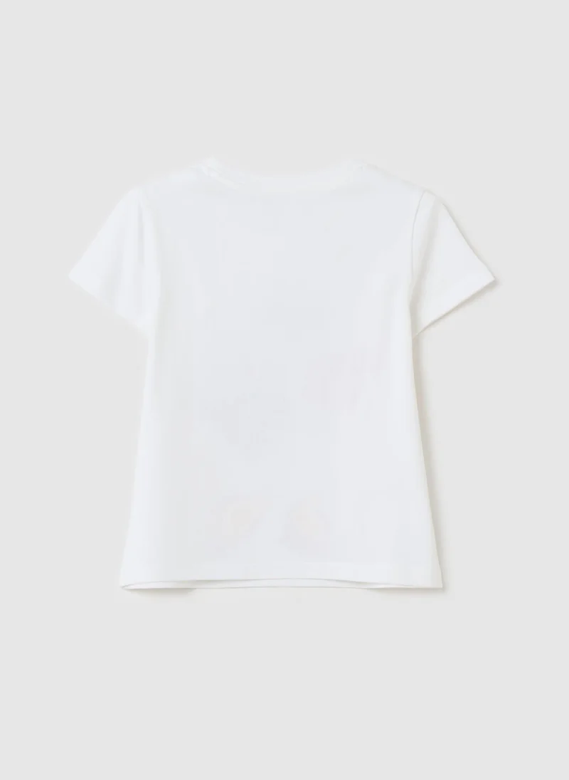 او في اس T-Shirt In Stretch Cotton With Diamanté And Daisy Duck Print