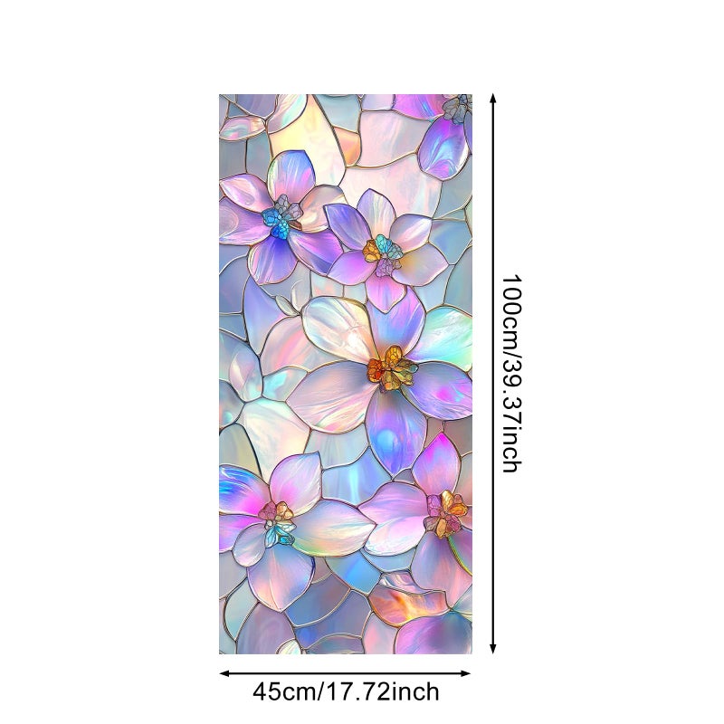 IVN Privacy Window Film,Stained Glass Window Cling Green Leaf Design Static Cling Glass Sticker for Kitchen Cabinet Door 17.7 x 39.3 Inch - Image 3